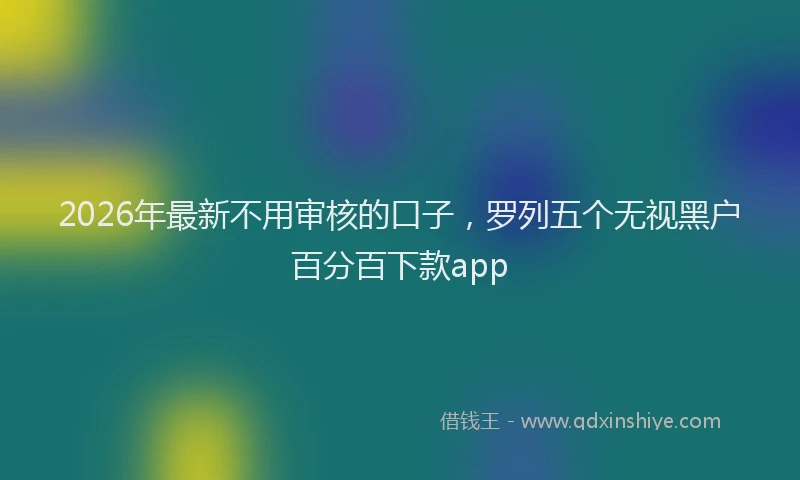 2026年最新不用审核的口子,罗列五个无视黑户百分百下款app