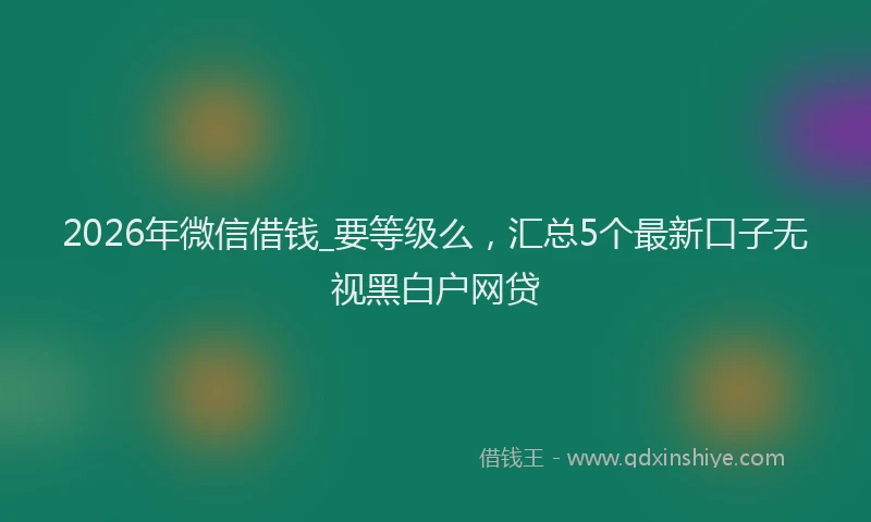 2026年微信借钱_要等级么，汇总5个最新口子无视黑白户网贷