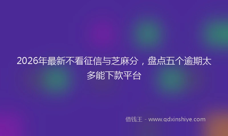 2026年最新不看征信与芝麻分,盘点五个逾期太多能下款平台