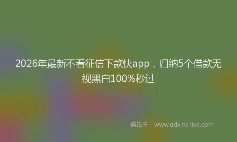 2026年最新不看征信下款快app,归纳5个借款无视黑白100%秒过