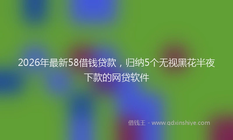 2026年最新58借钱贷款，归纳5个无视黑花半夜下款的网贷软件