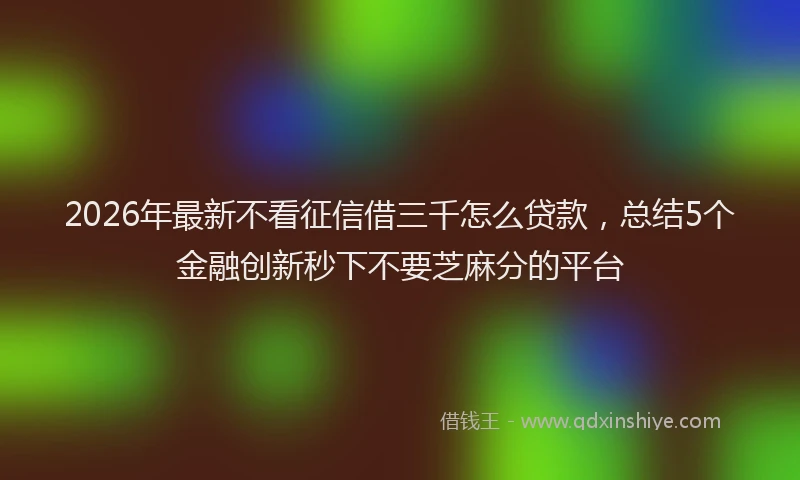2026年最新不看征信借三千怎么贷款，总结5个金融创新秒下不要芝麻分的平台