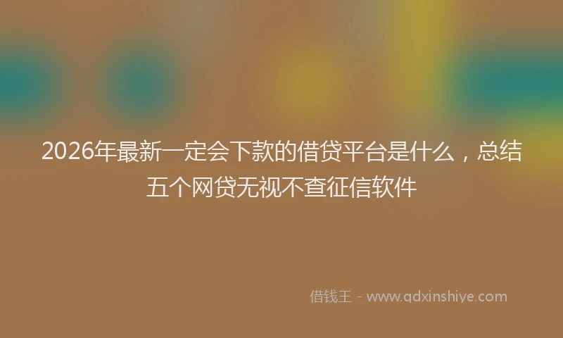 2026年最新一定会下款的借贷平台是什么,总结五个网贷无视不查征信软件
