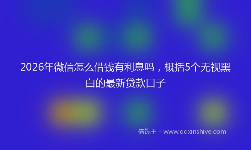 2026年微信怎么借钱有利息吗，概括5个无视黑白的最新贷款口子