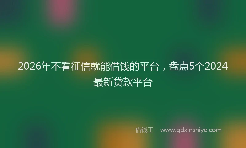 2026年不看征信就能借钱的平台，盘点5个2024最新贷款平台