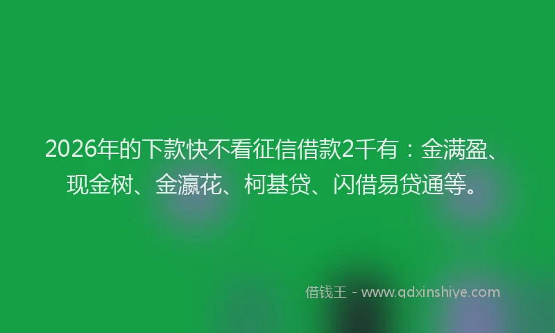 2026年的下款快不看征信借款2千有:金满盈、现金树、金瀛花、柯基贷、闪借易贷通等。