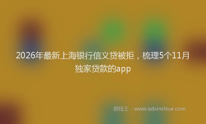 2026年最新上海银行信义贷被拒，梳理5个11月独家贷款的app