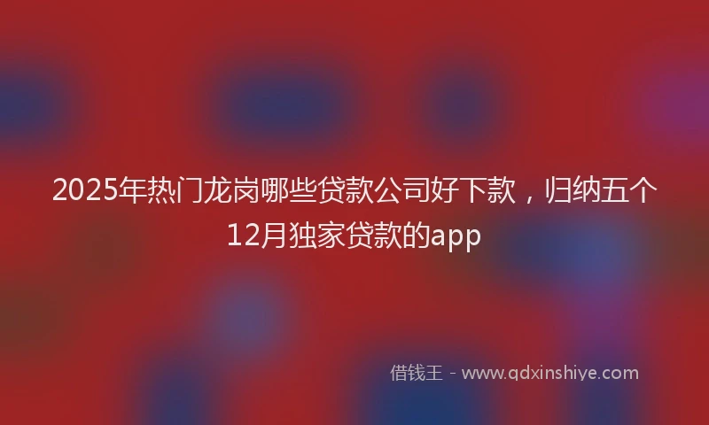 2025年热门龙岗哪些贷款公司好下款,归纳五个12月独家贷款的app