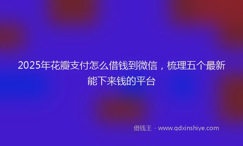 2025年花瓣支付怎么借钱到微信，梳理五个最新能下来钱的平台