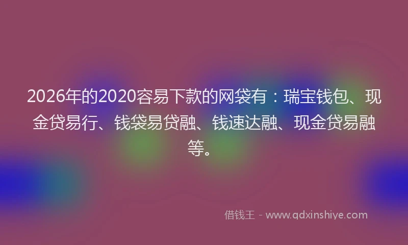 2026年的2020容易下款的网袋有：瑞宝钱包、现金贷易行、钱袋易贷融、钱速达融、现金贷易融等。