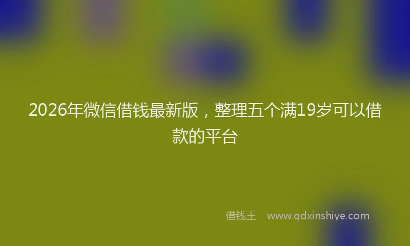 2026年微信借钱最新版，整理五个满19岁可以借款的平台