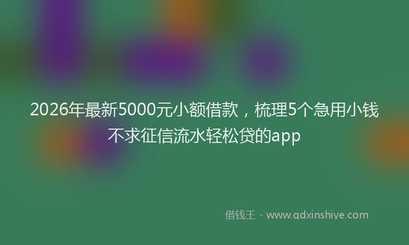 2026年最新5000元小额借款，梳理5个急用小钱不求征信流水轻松贷的app
