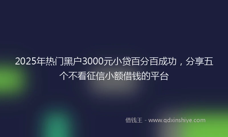2025年热门黑户3000元小贷百分百成功，分享五个不看征信小额借钱的平台