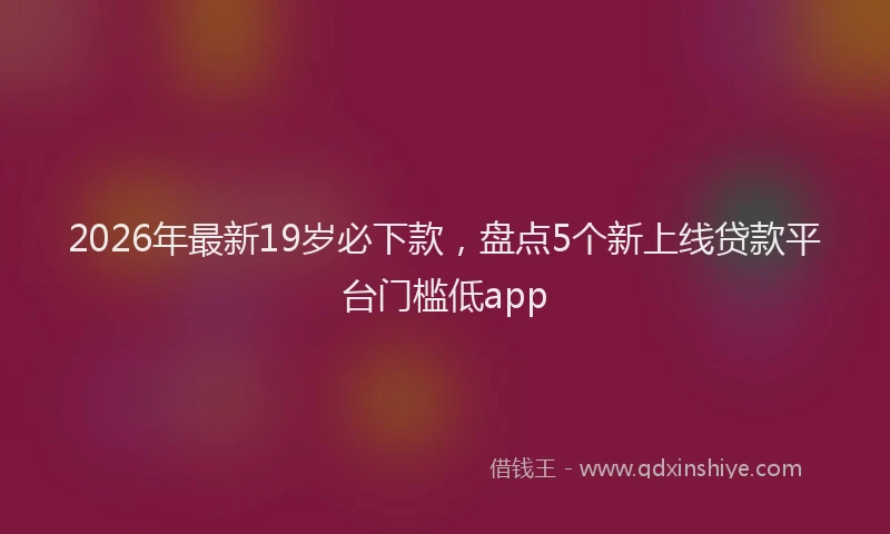 2026年最新19岁必下款，盘点5个新上线贷款平台门槛低app