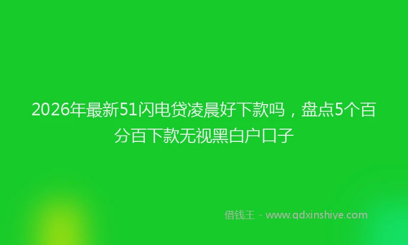 2026年最新51闪电贷凌晨好下款吗，盘点5个百分百下款无视黑白户口子