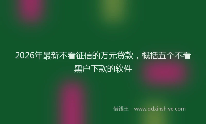 2026年最新不看征信的万元贷款，概括五个不看黑户下款的软件