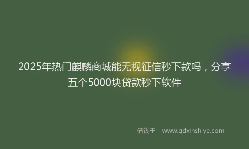 2025年热门麒麟商城能无视征信秒下款吗，分享五个5000块贷款秒下软件