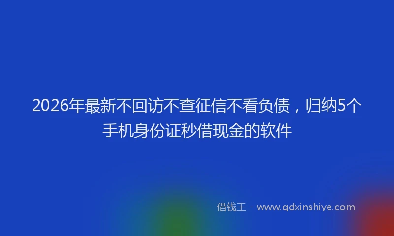 2026年最新不回访不查征信不看负债,归纳5个手机身份证秒借现金的软件