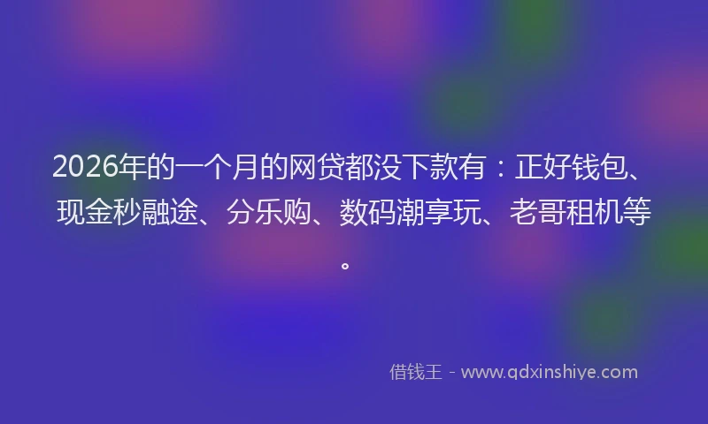 2026年的一个月的网贷都没下款有：正好钱包、现金秒融途、分乐购、数码潮享玩、老哥租机等。