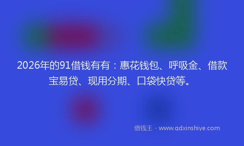 2026年的91借钱有有:惠花钱包、呼吸金、借款宝易贷、现用分期、口袋快贷等。