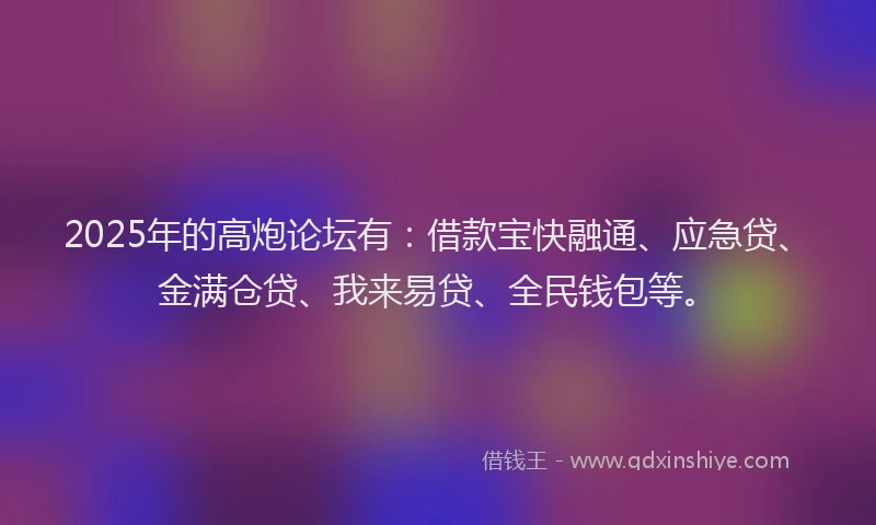 2025年的高炮论坛有:借款宝快融通、应急贷、金满仓贷、我来易贷、全民钱包等。