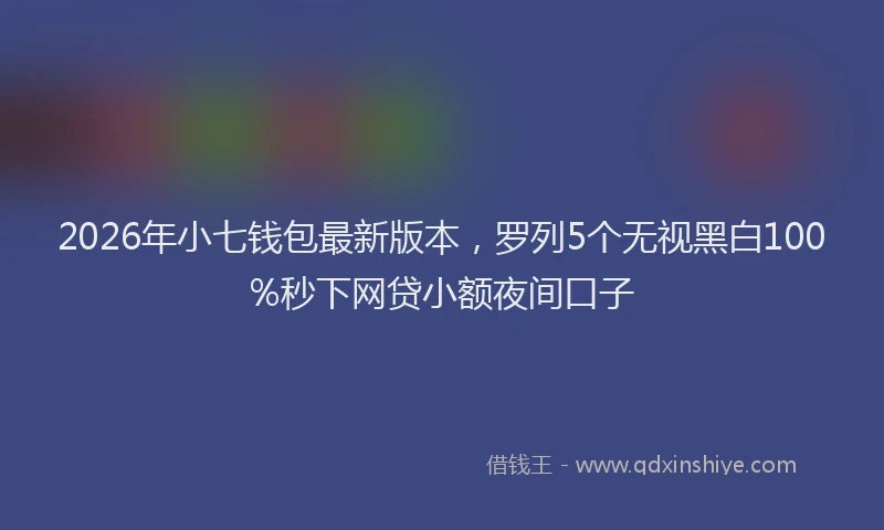 2026年小七钱包最新版本,罗列5个无视黑白100%秒下网贷小额夜间口子