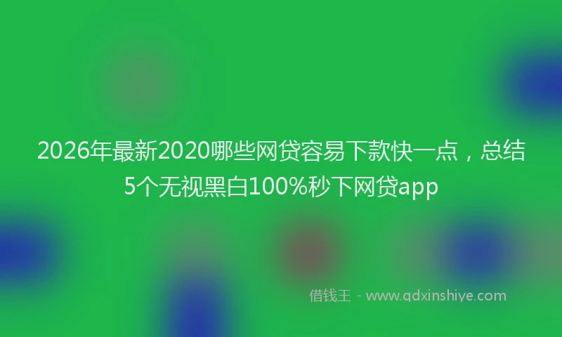 2026年最新2020哪些网贷容易下款快一点，总结5个无视黑白100%秒下网贷app