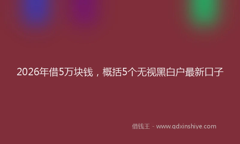 2026年借5万块钱，概括5个无视黑白户最新口子