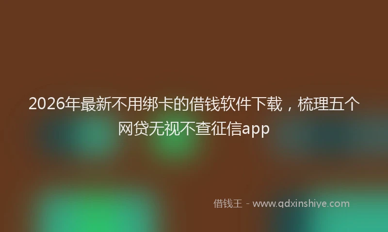 2026年最新不用绑卡的借钱软件下载,梳理五个网贷无视不查征信app