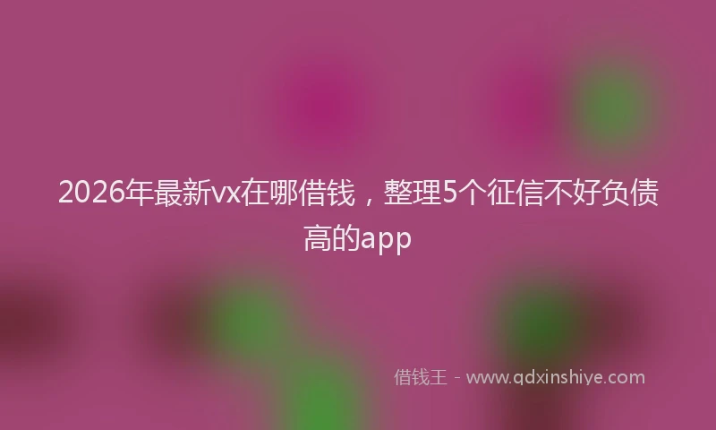 2026年最新vx在哪借钱，整理5个征信不好负债高的app