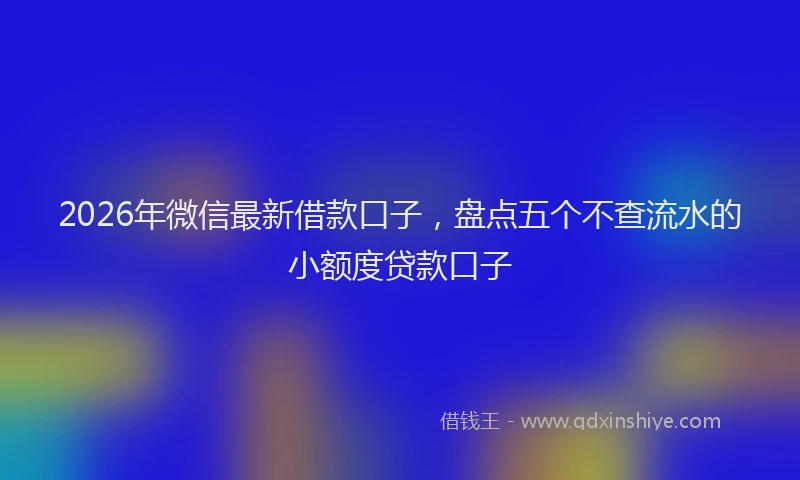 2026年微信最新借款口子，盘点五个不查流水的小额度贷款口子