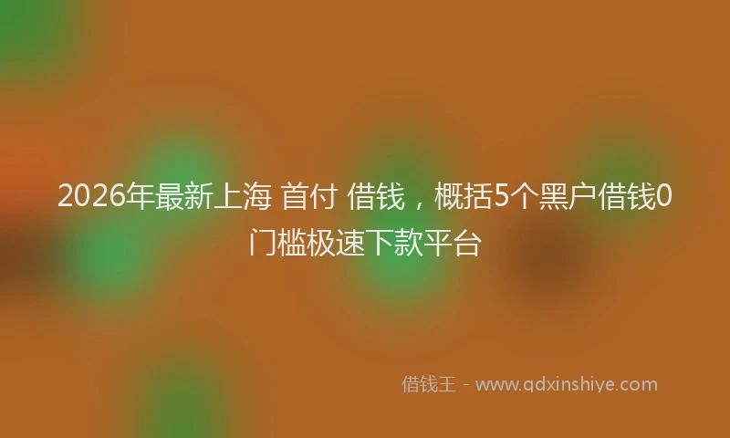 2026年最新上海 首付 借钱，概括5个黑户借钱0门槛极速下款平台