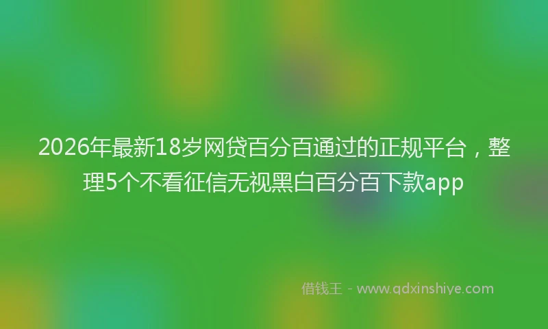 2026年最新18岁网贷百分百通过的正规平台，整理5个不看征信无视黑白百分百下款app