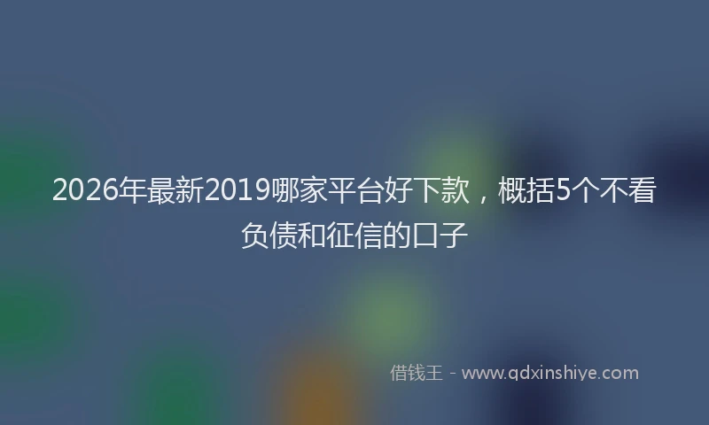 2026年最新2019哪家平台好下款，概括5个不看负债和征信的口子