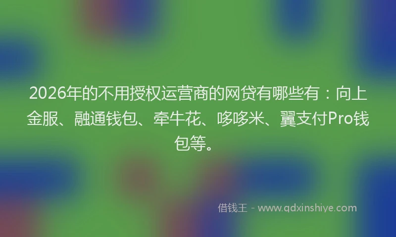 2026年的不用授权运营商的网贷有哪些有：向上金服、融通钱包、牵牛花、哆哆米、翼支付Pro钱包等。