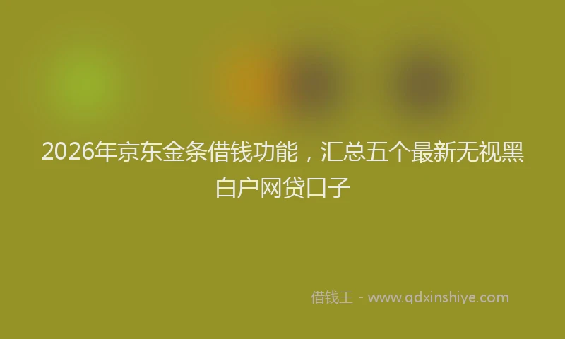 2026年京东金条借钱功能，汇总五个最新无视黑白户网贷口子