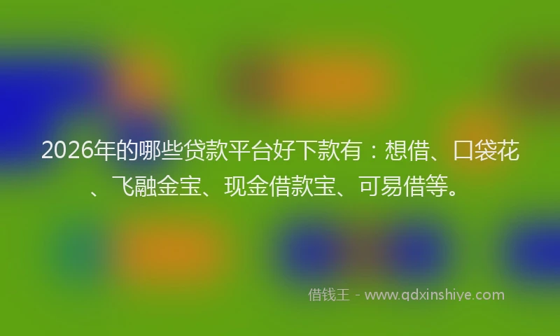 2026年的哪些贷款平台好下款有:想借、口袋花、飞融金宝、现金借款宝、可易借等。