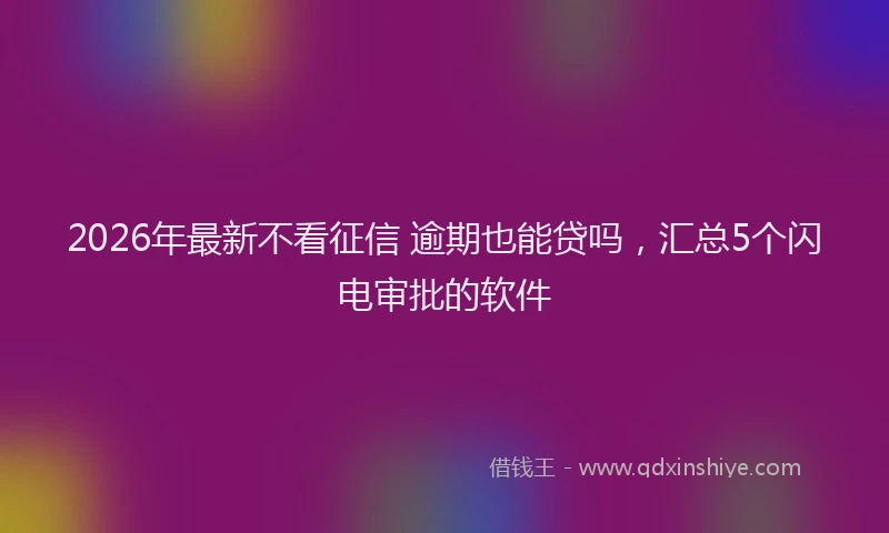 2026年最新不看征信 逾期也能贷吗，汇总5个闪电审批的软件