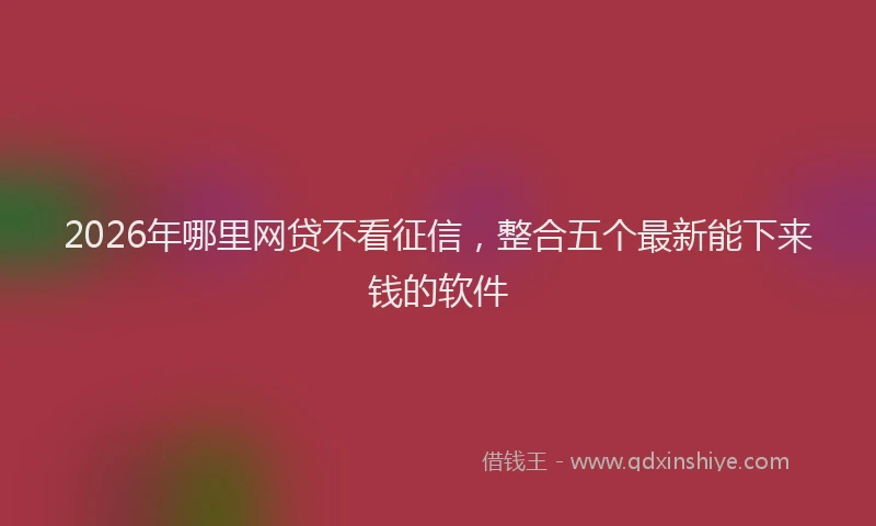 2026年哪里网贷不看征信,整合五个最新能下来钱的软件