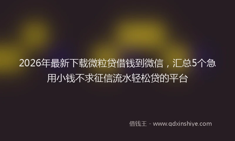 2026年最新下载微粒贷借钱到微信，汇总5个急用小钱不求征信流水轻松贷的平台