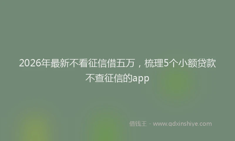 2026年最新不看征信借五万，梳理5个小额贷款不查征信的app