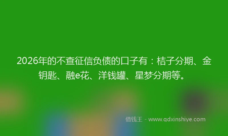 2026年的不查征信负债的口子有:桔子分期、金钥匙、融e花、洋钱罐、星梦分期等。