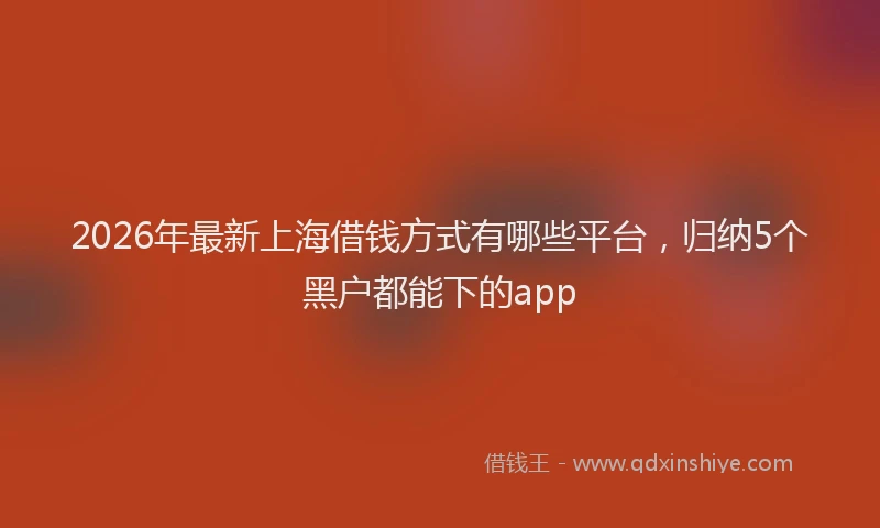 2026年最新上海借钱方式有哪些平台，归纳5个黑户都能下的app
