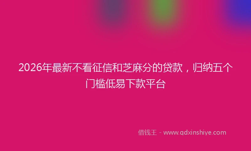 2026年最新不看征信和芝麻分的贷款，归纳五个门槛低易下款平台