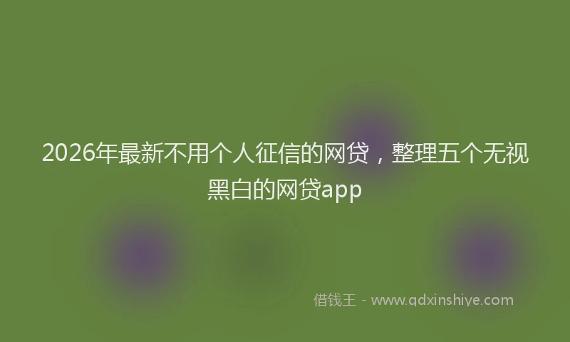 2026年最新不用个人征信的网贷，整理五个无视黑白的网贷app