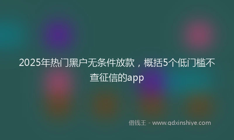 2025年热门黑户无条件放款，概括5个低门槛不查征信的app