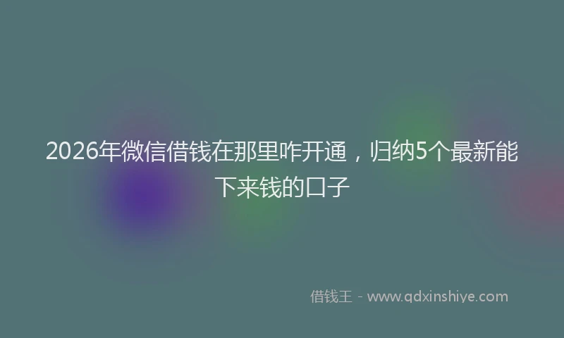 2026年微信借钱在那里咋开通,归纳5个最新能下来钱的口子