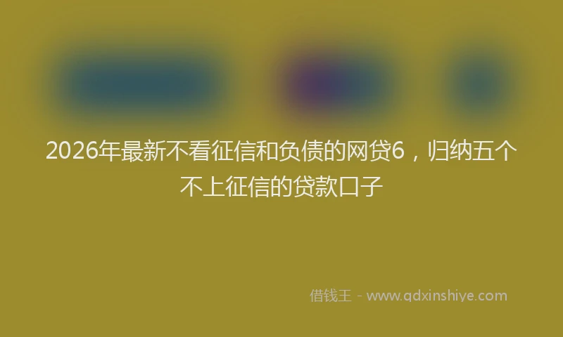 2026年最新不看征信和负债的网贷6，归纳五个不上征信的贷款口子