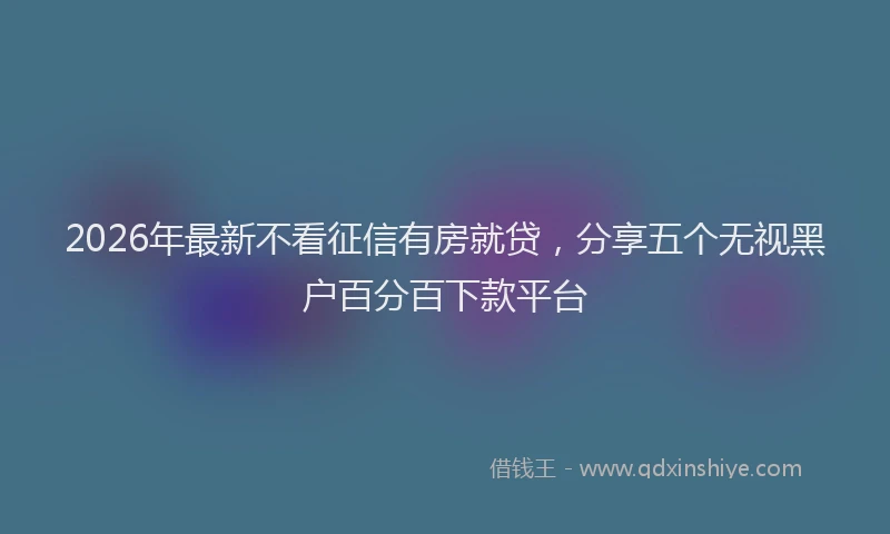 2026年最新不看征信有房就贷,分享五个无视黑户百分百下款平台