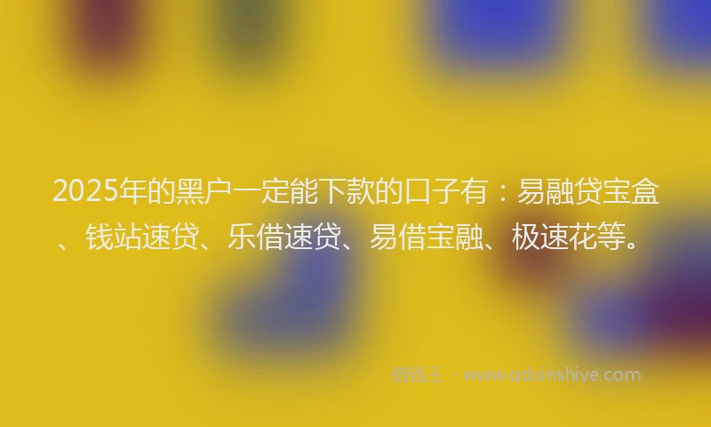 2025年的黑户一定能下款的口子有:易融贷宝盒、钱站速贷、乐借速贷、易借宝融、极速花等。